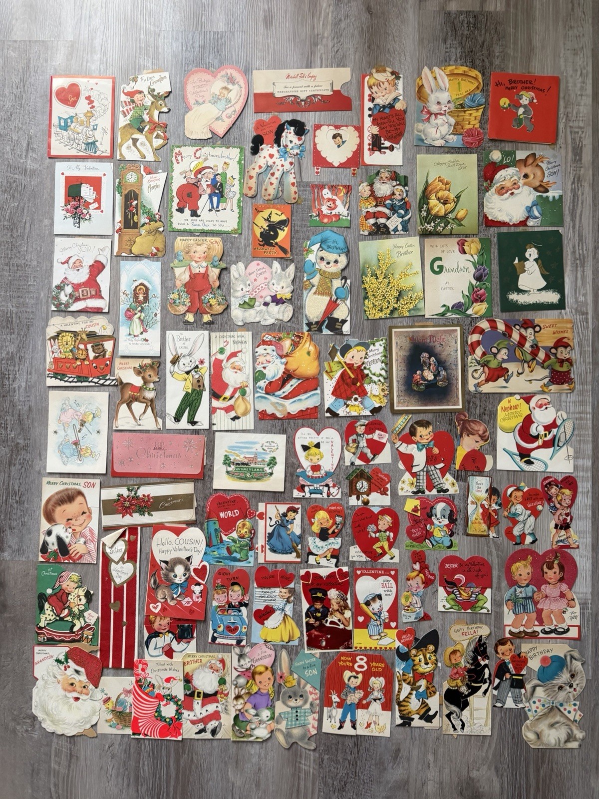 Vintage 1940s 1950s Greeting Cards Lot Valentine Christmas Easter Die Cut