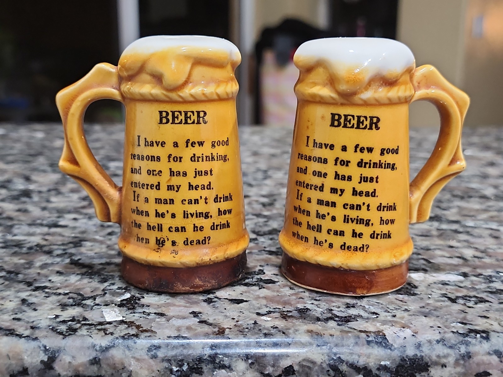 Vintage Kansas City Airport Beer Mug Stein Salt & Pepper Shaker Set