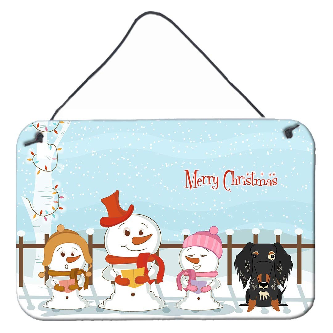 Caroline's Treasures BB2459DS812 Wire Haired Dachshund Dapple Carolers Sign 8x12