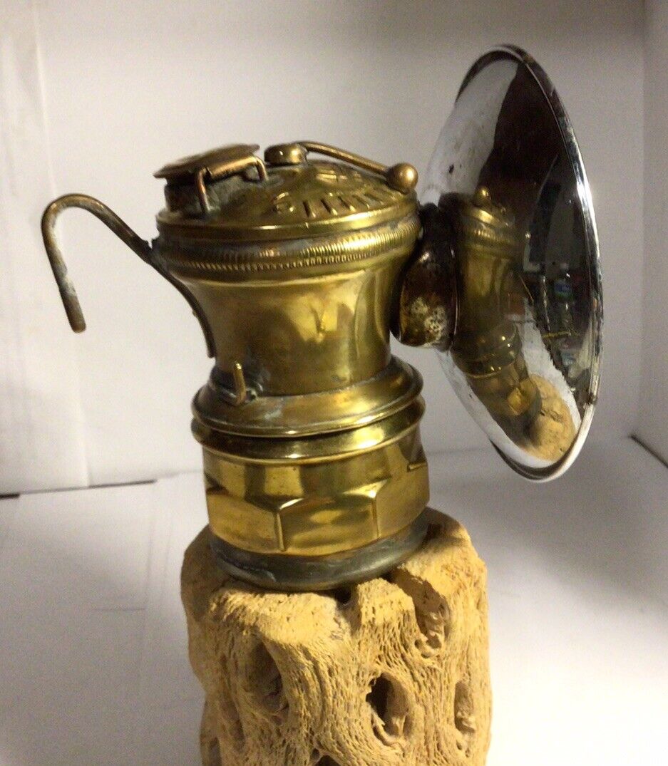 Vintage Auto-lite Brass Carbide Miners Lamp Cleaned