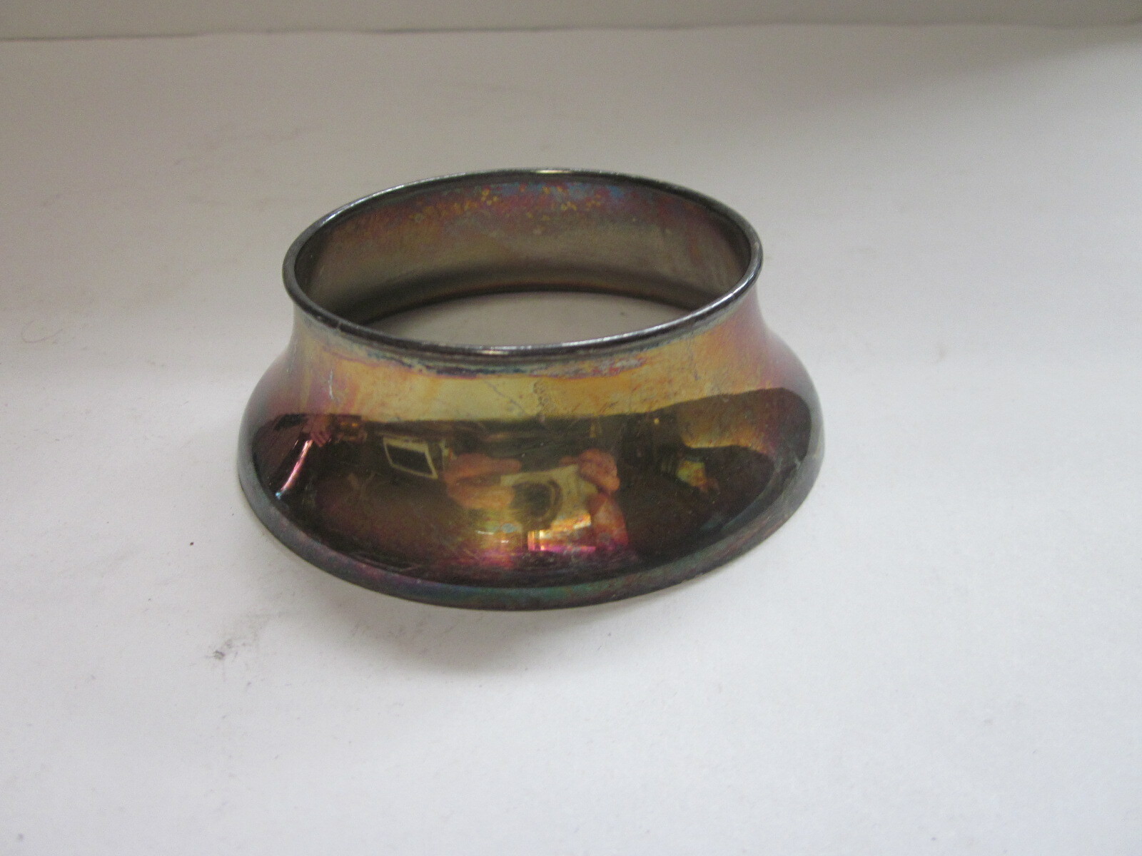 VINTAGE FLUTED SILVER OR SILVER PLATED GLASS BOWL BASE RING