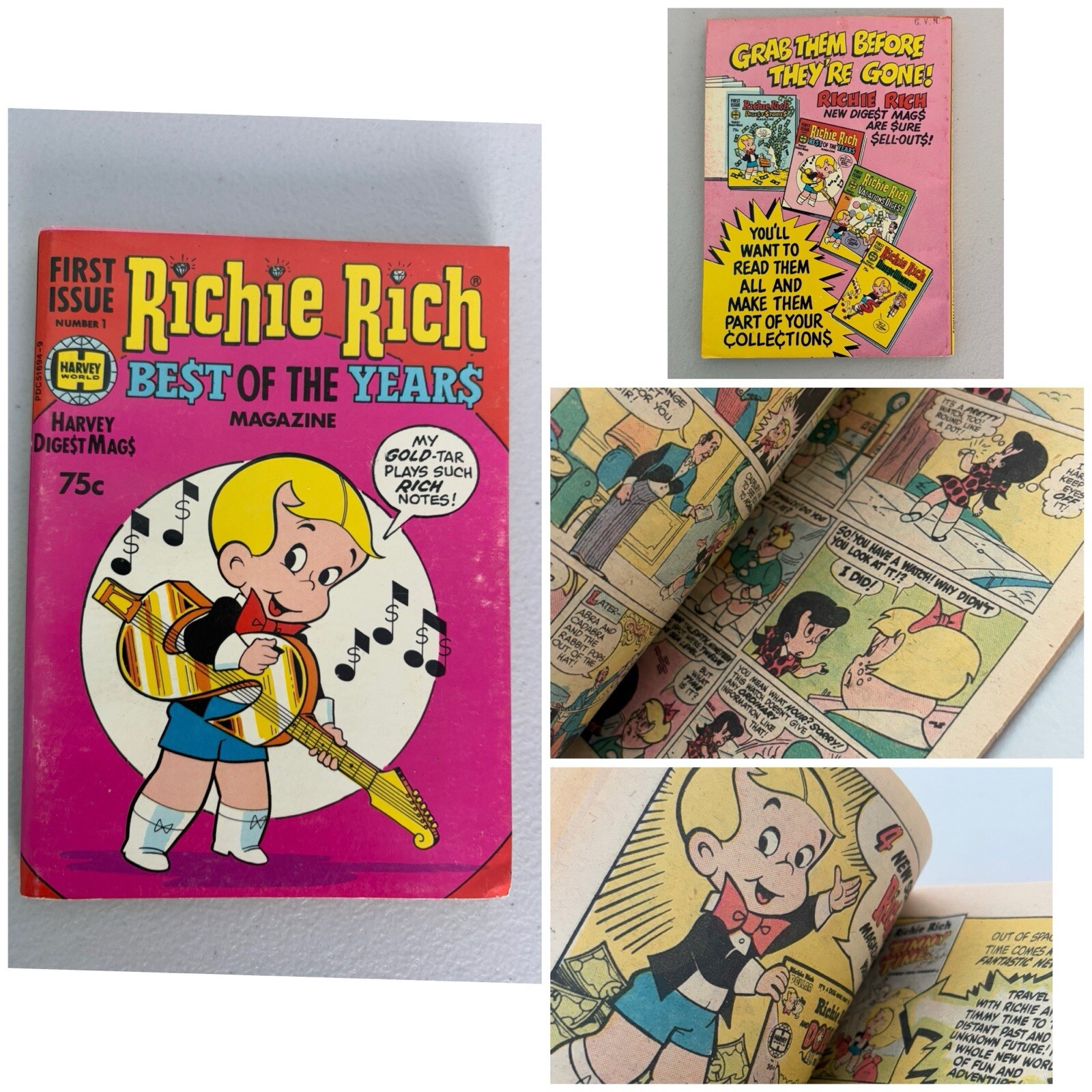Vintage Richie Rich Best Of The Years Harvey Digest Mags 1977 First Issue