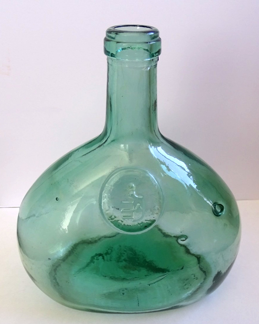 Vintage Mid-Century Green Glass Wine Bottle Decanter - Dalmau Hermanos Tarragona