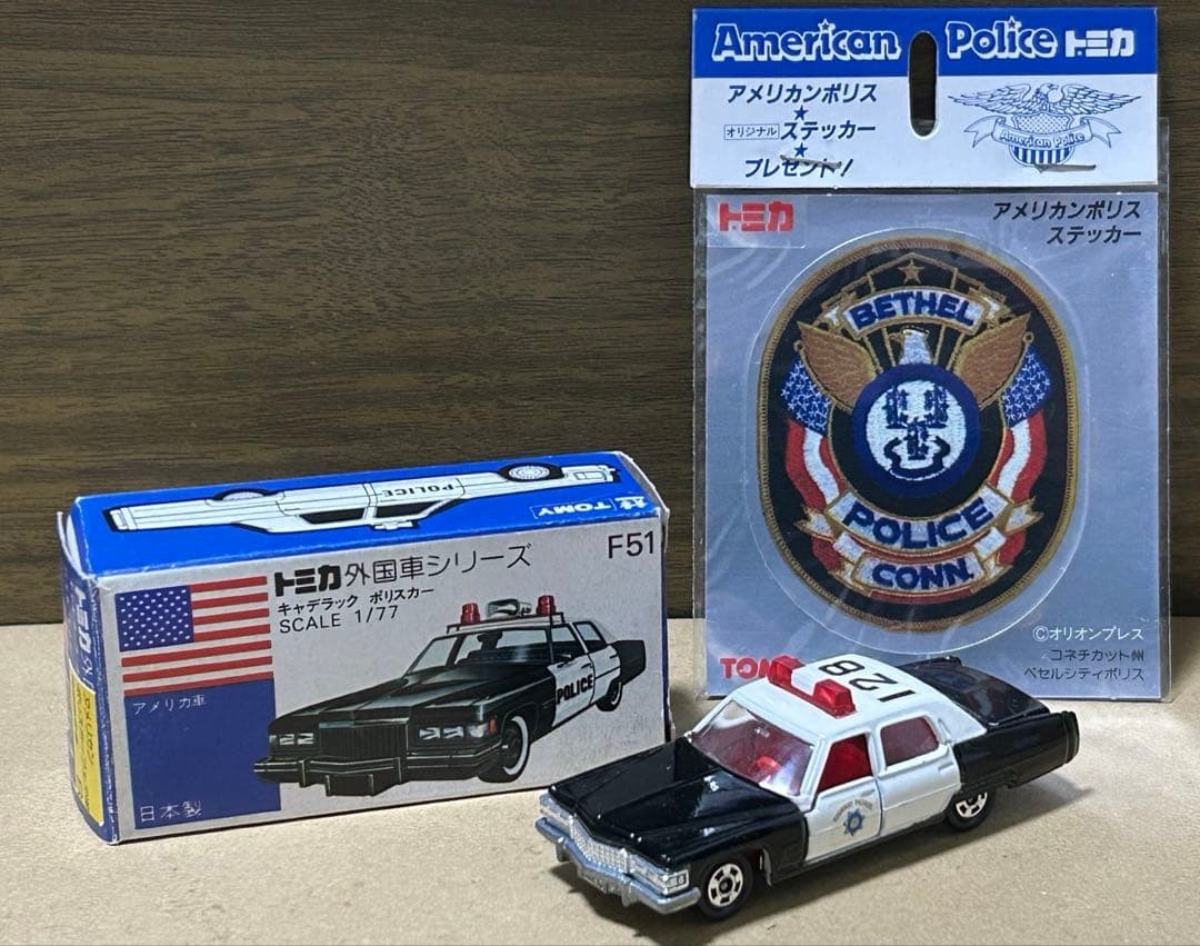 Tomica Blue Cadillac Police Car w Sticker Japan Vintage Collectible 13+ Tomica Blue Cadillac Police Car w Sticker Japan Vintage Collectible 13+