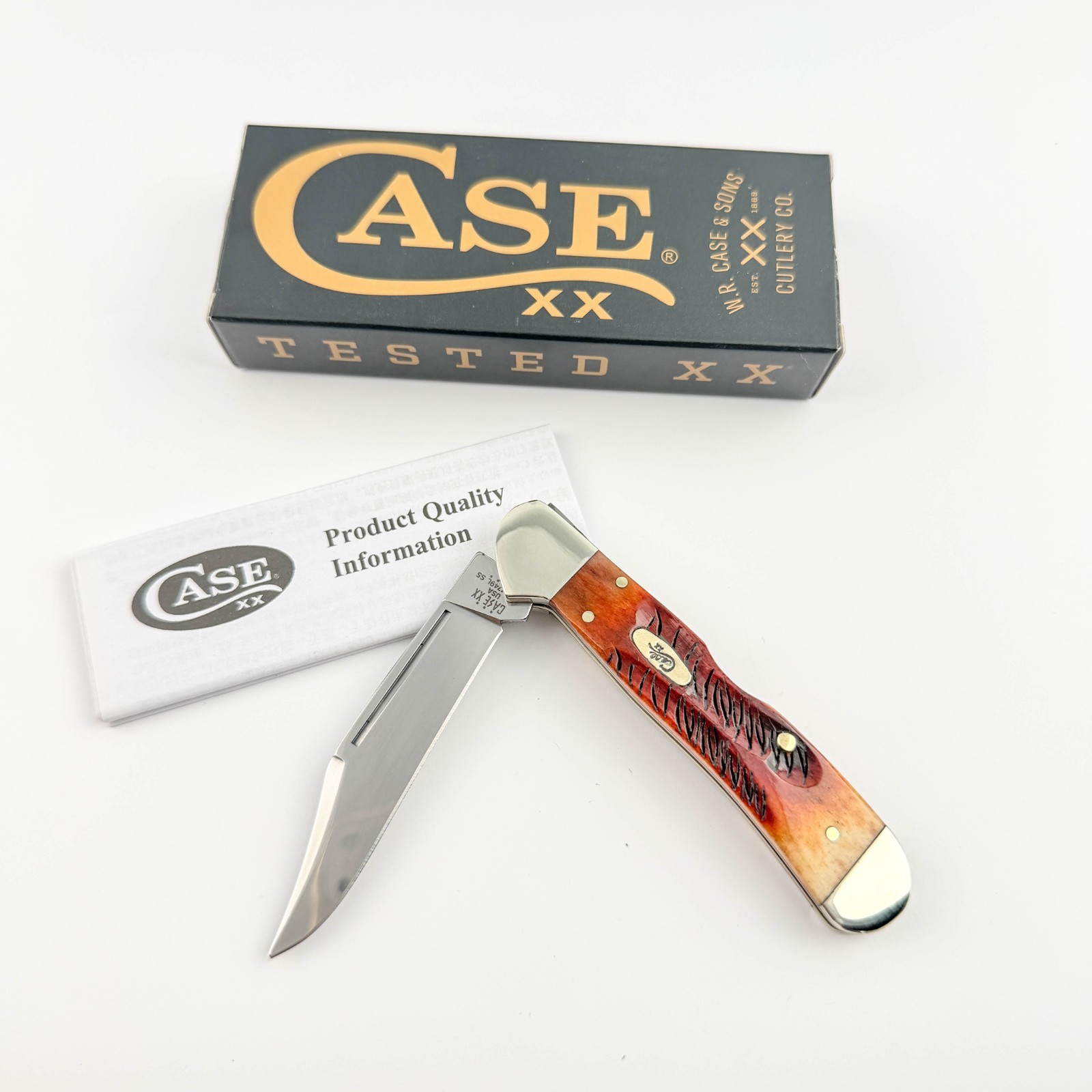 Case xx Knives 65327 Mini Copperlock 6.5 BoneStag Pocket Knife Stainless