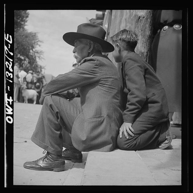 Photo:Man and Boy at Pow Wow 1935-1945 Native American Ceremony