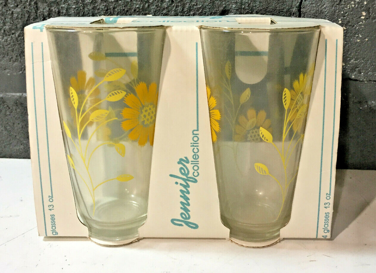 Vintage Jennifer Collection Drinking Glass Tumbler Set of 4 From Brazil 13oz
