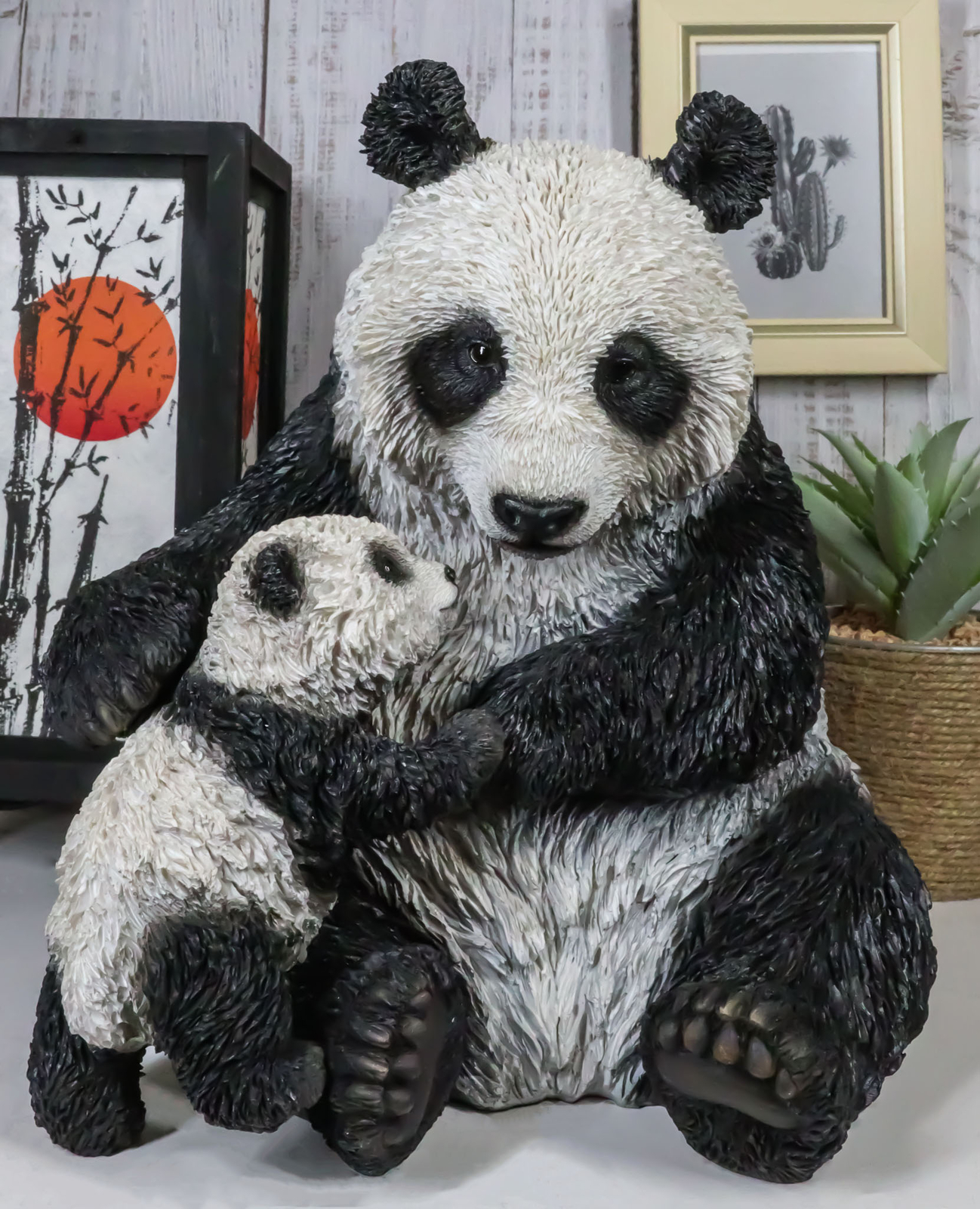 Large Lifelike Adorable China Giant Panda Bear Mother With Cub Baby Statue Large Lifelike Adorable China Giant Panda Bear Mother With Cub Baby Statue