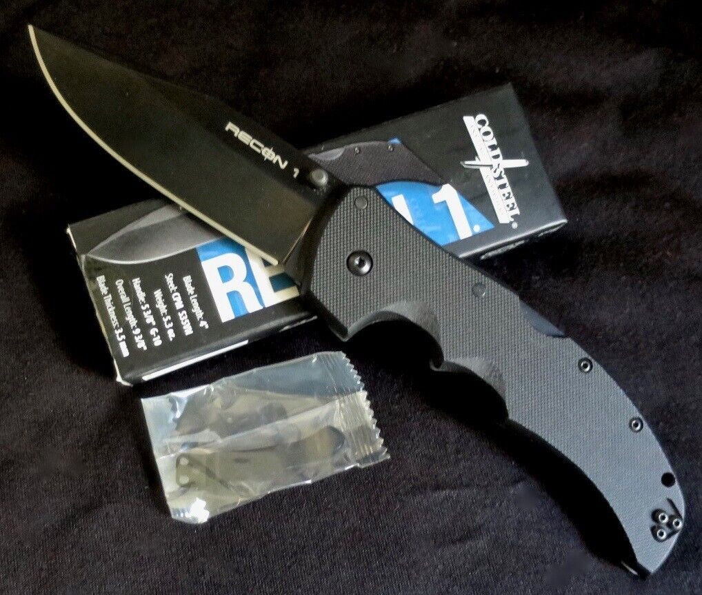 Cold Steel 27BS Recon 1 Knife Black G-10 Handle Black Spear Point 4\