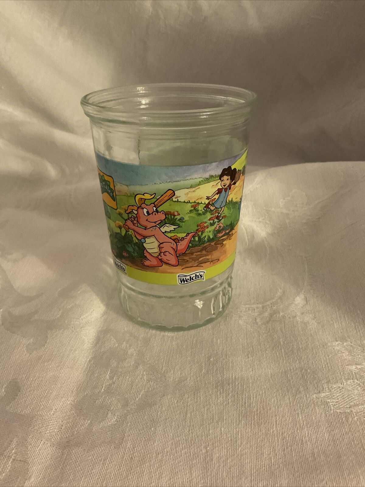 Vintage Welch\'s Jelly Jar Dragon Tales #5 Playing Dragonball Retro Glass Cup