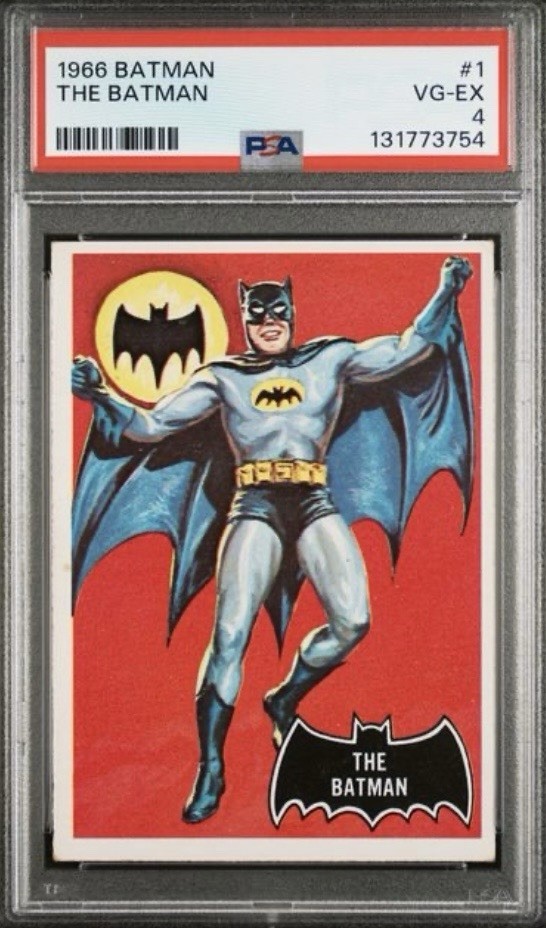 1966 TOPPS BATMAN #1 THE ROOKIE CARD PSA 4 GRADED  IN EXCEPTIONAL CONDITION