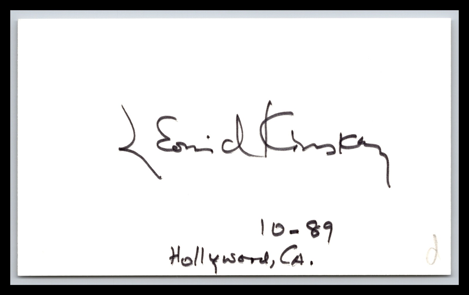 Leonid Kinskey - Actor - 3x5 Card - Signed / Autograph (d)
