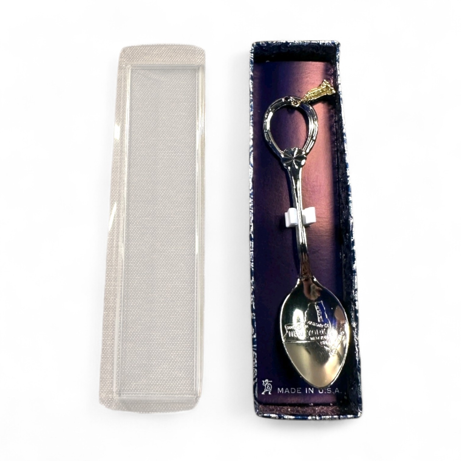Vintage Silberne New York State Souvenir Spoon Empire State Building Charm Boxed