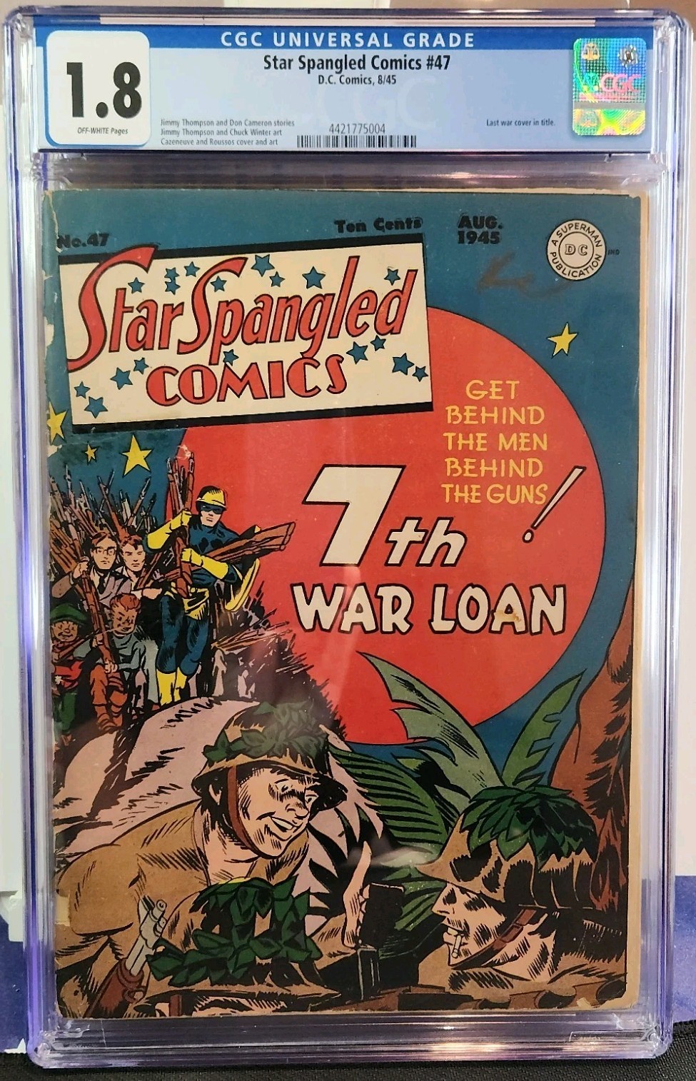 Star Spangled Comics #47 Last War Cover WWII Golden Age DC Comic 1945 CGC 1.8 Star Spangled Comics #47 Last War Cover WWII Golden Age DC Comic 1945 CGC 1.8