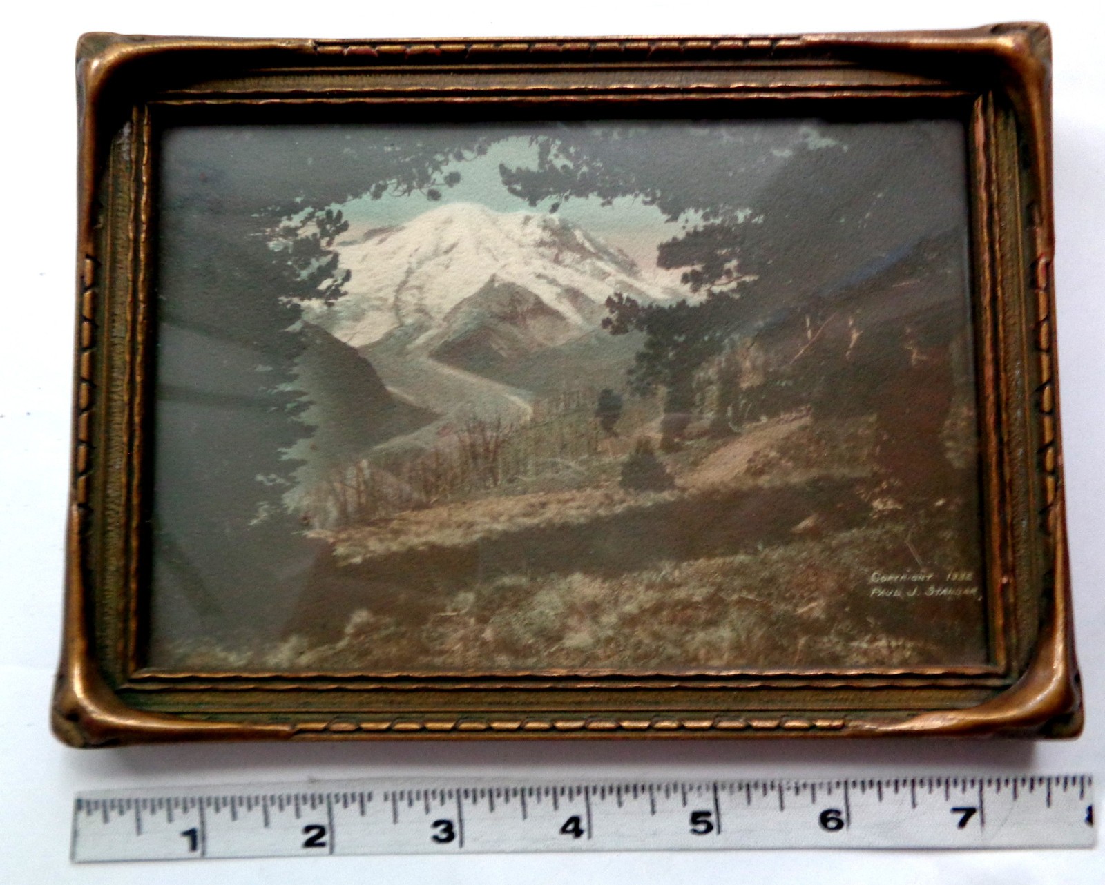 Antique Original 1932 Paul J Standar Photo Print Mount Rainier Washington Framed