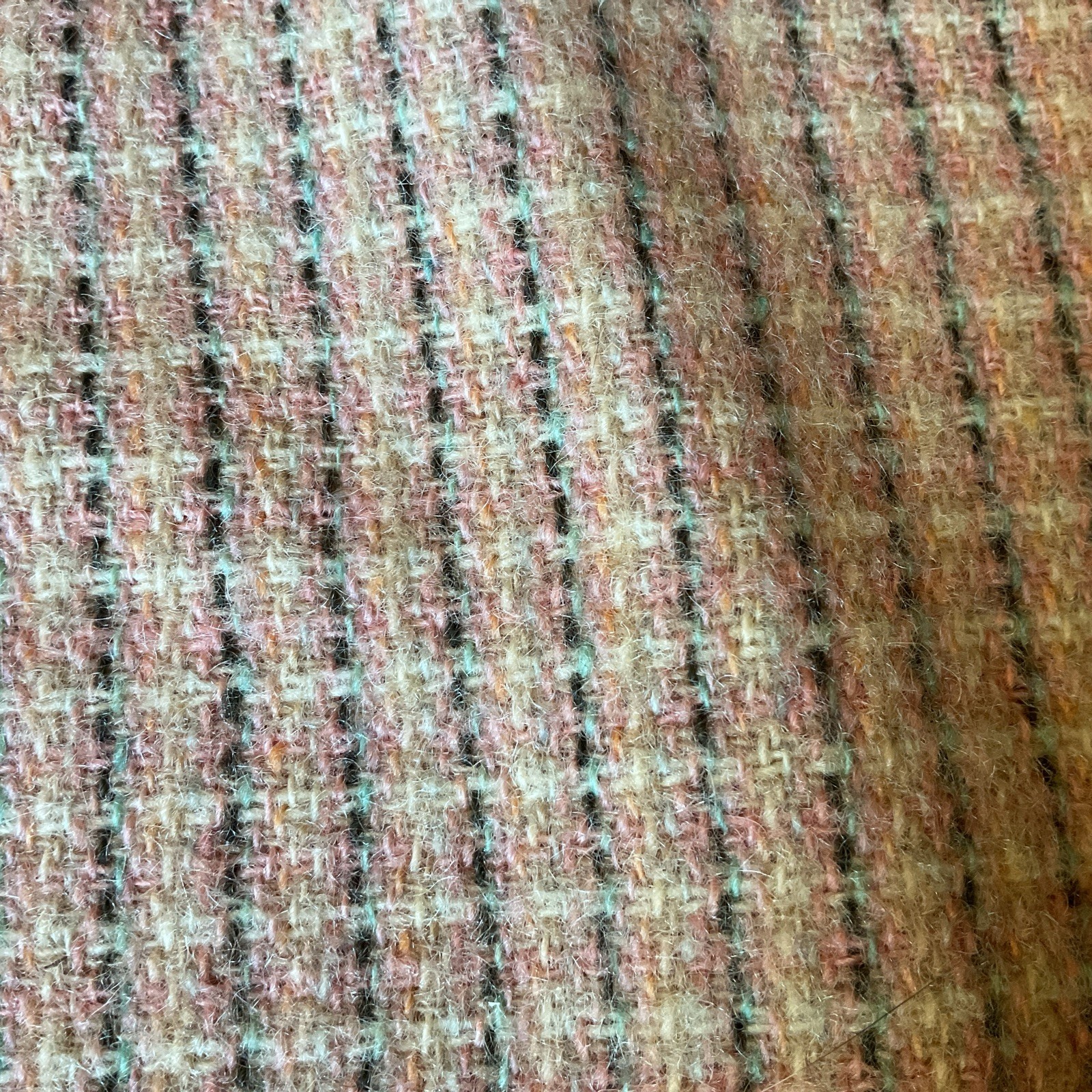 Vintage 50’s 60’s Pink Plaid Wool Fabric 75” X 63” Yards