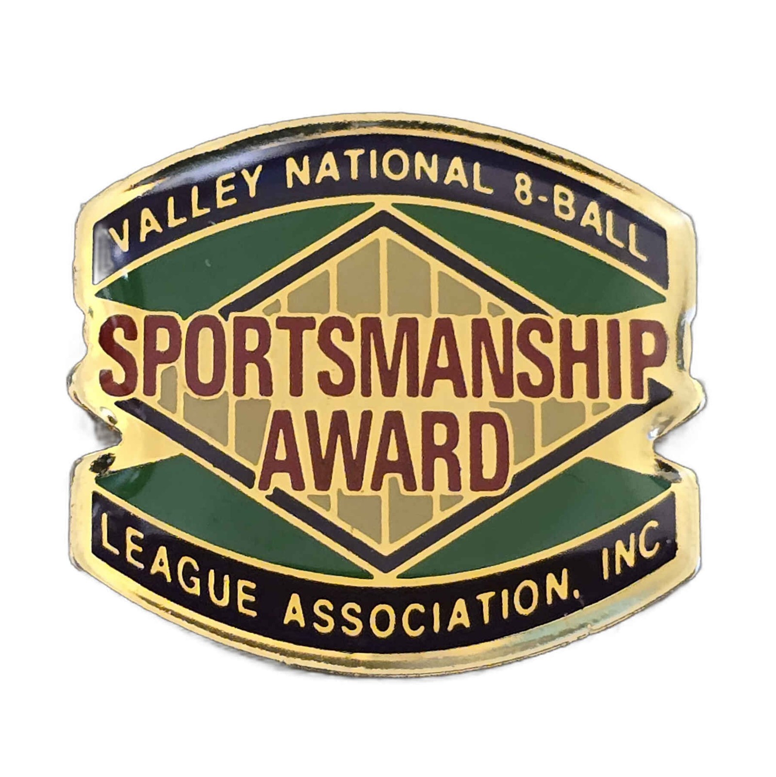 Valley National 8-Ball League Association Sportsmanship Award Lapel Hat Pin H13