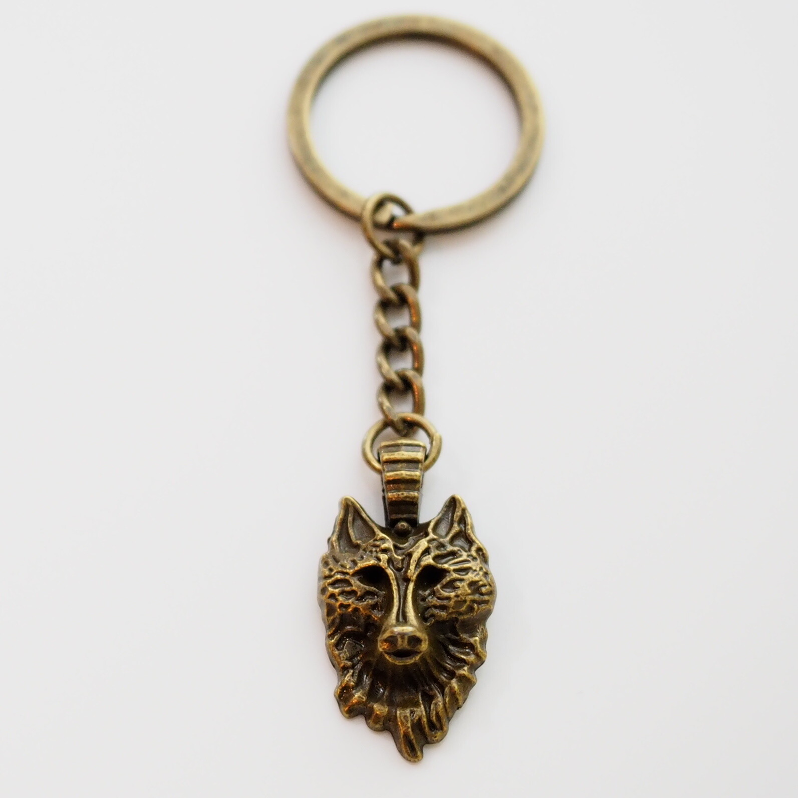 Vintage Wolf Head Bronze Pendant Keychain Gift Key Chain Vintage Wolf Head Bronze Pendant Keychain Gift Key Chain