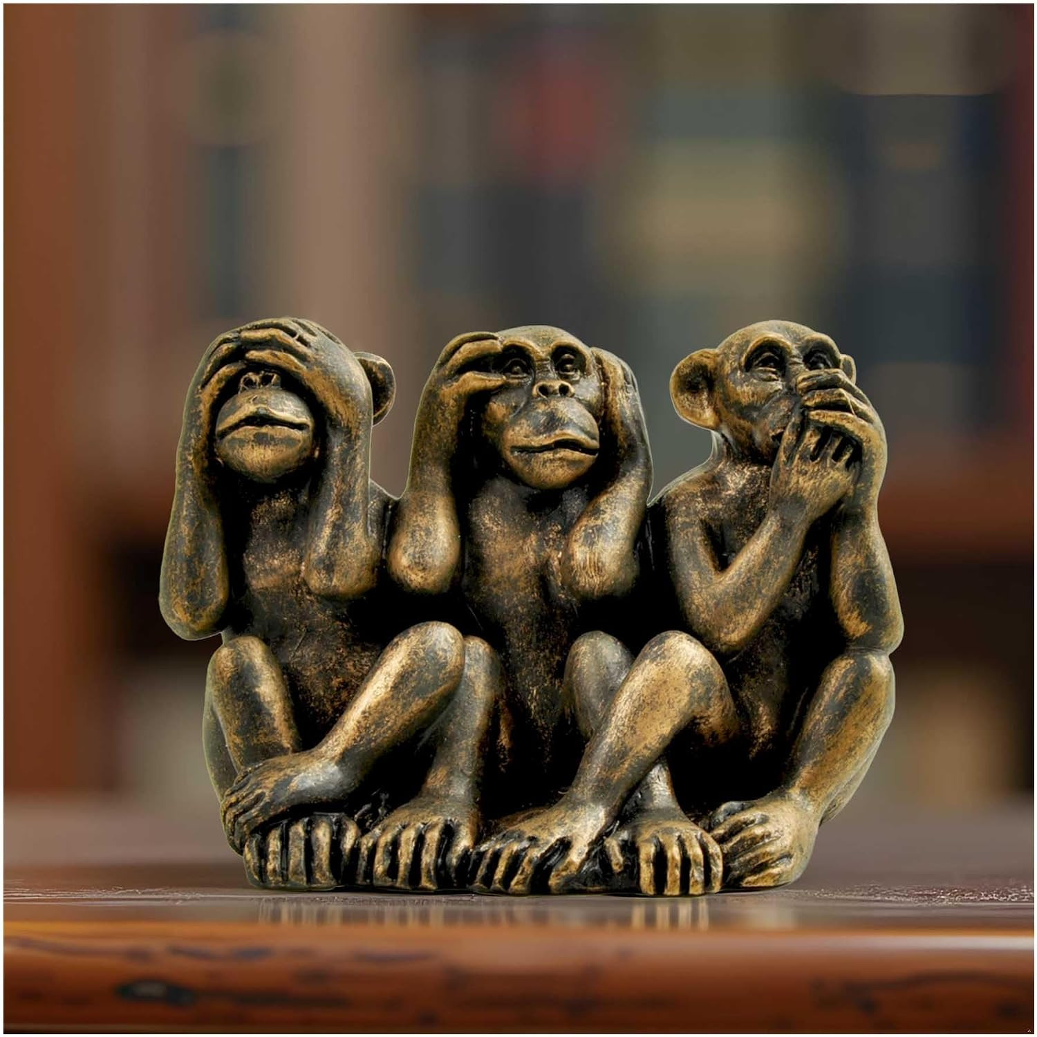 3 Wise Monkeys Statue, See Hear Speak No Evil Figurine, 2.95 Inch