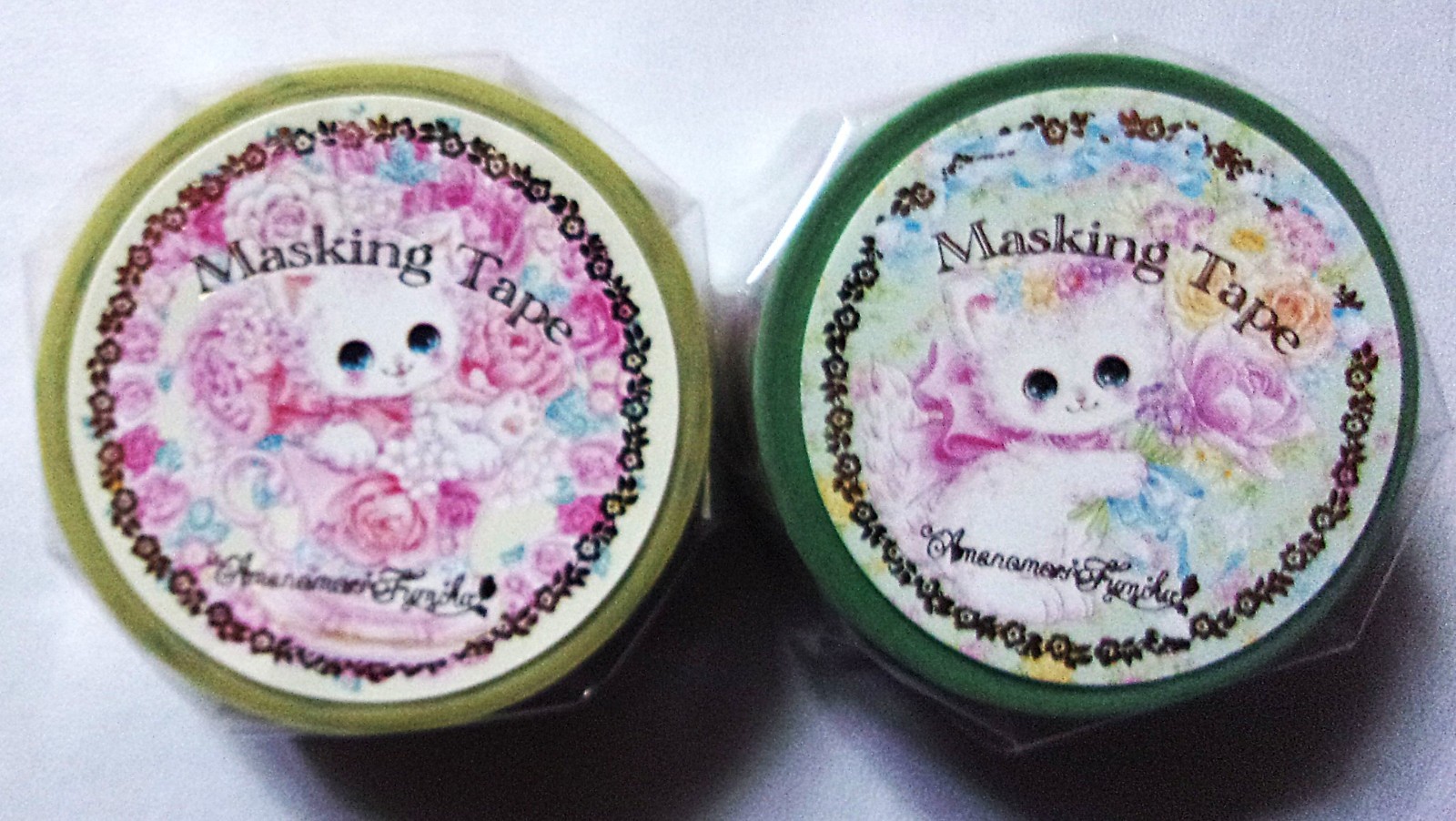 Clothes Pin Cat 2 Washi Masking Tape Made in Japan Rose Flower Fumika Amenomori