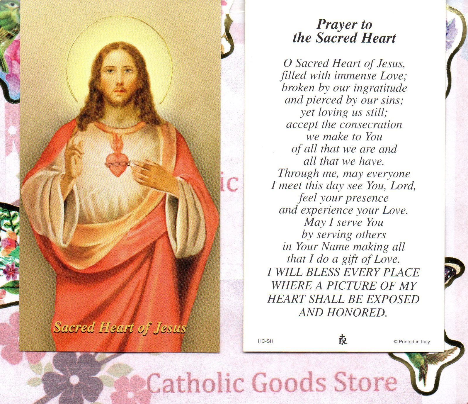 Sacred Heart of Jesus - Prayer to the Sacred Heart -  Paperstock Holy Card