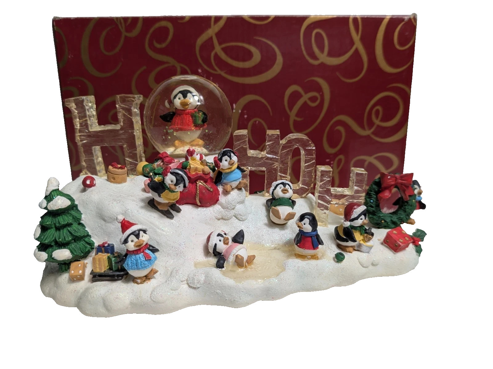 Rare San Francisco Music Box Company Ho Ho Ho Figurine Penguins Playing W/Box Rare San Francisco Music Box Company Ho Ho Ho Figurine Penguins Playing W/Box