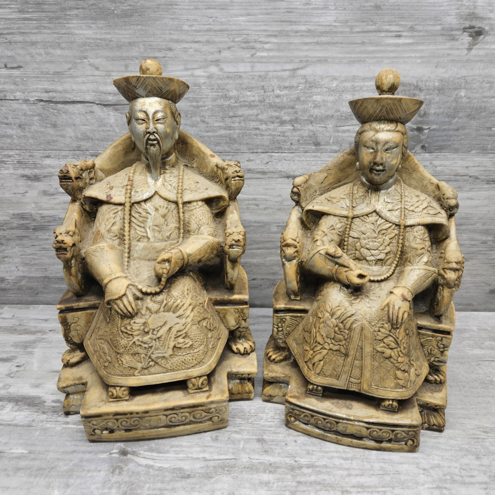 Vintage Norleans Seated Figures of a Chinese Emperor and Empress Vintage Norleans Seated Figures of a Chinese Emperor and Empress