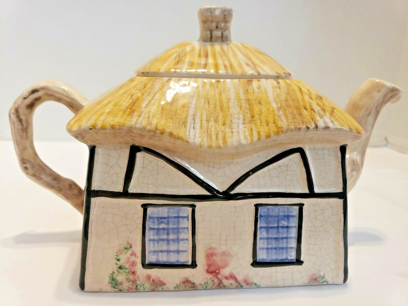 Vintage Crown Winsor England Tudor Cottage Ceramic Teapot Made in England Vintage Crown Winsor England Tudor Cottage Ceramic Teapot Made in England