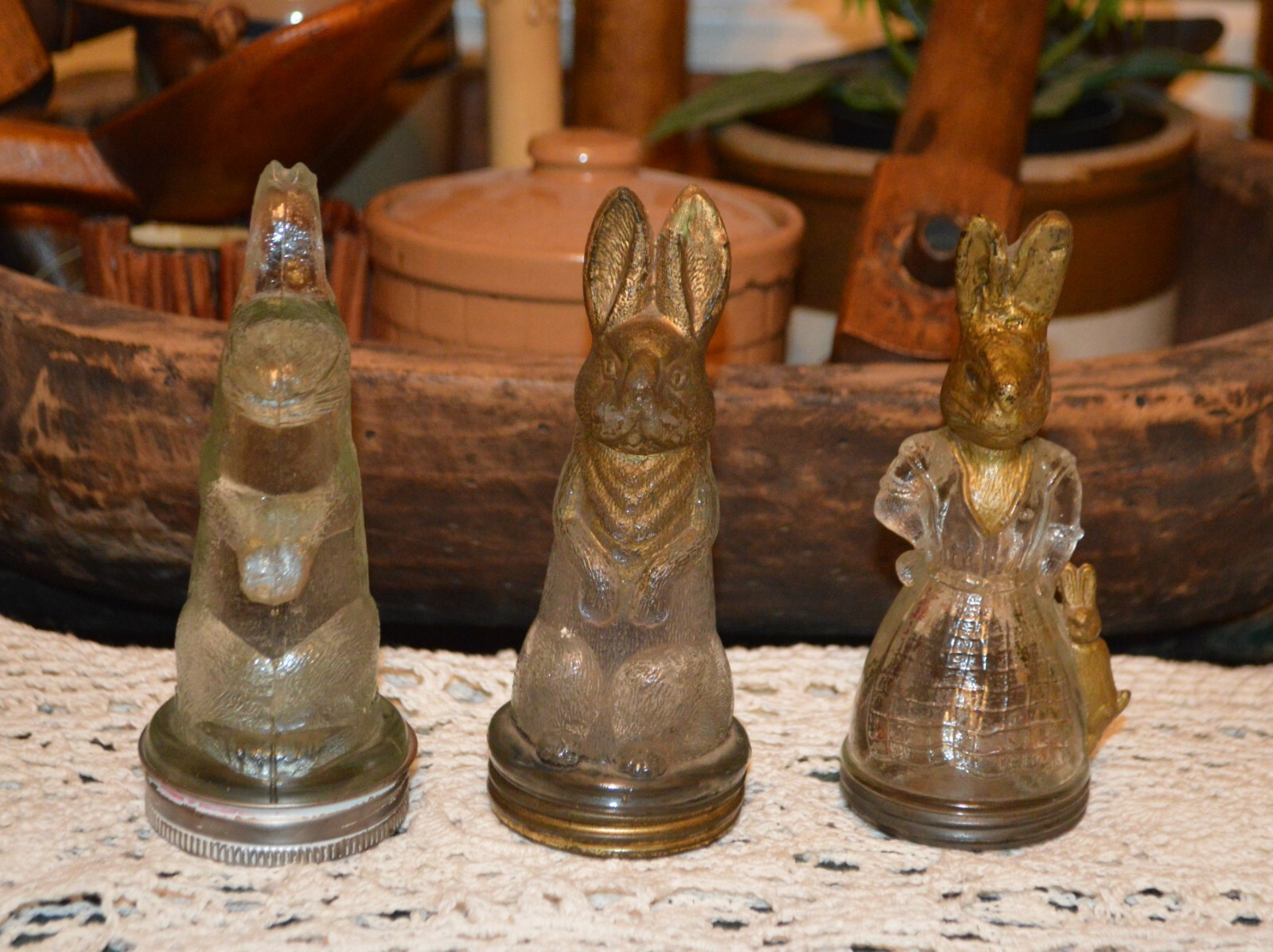 Great Collector Bundle 3 Atq Avor Easter Candy Bunnies by Victory Glass 1920\'s
