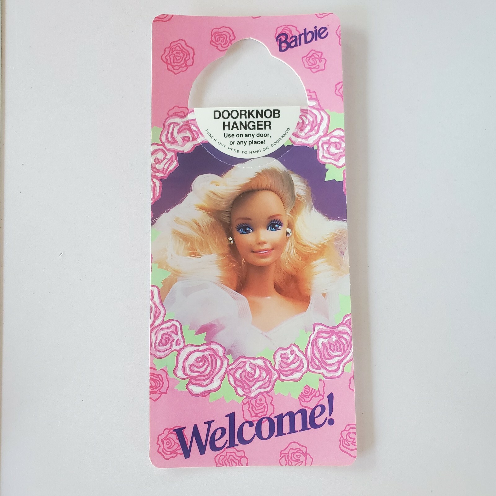 Barbie Welcome Doorknob Hanger New Old Stock 1991