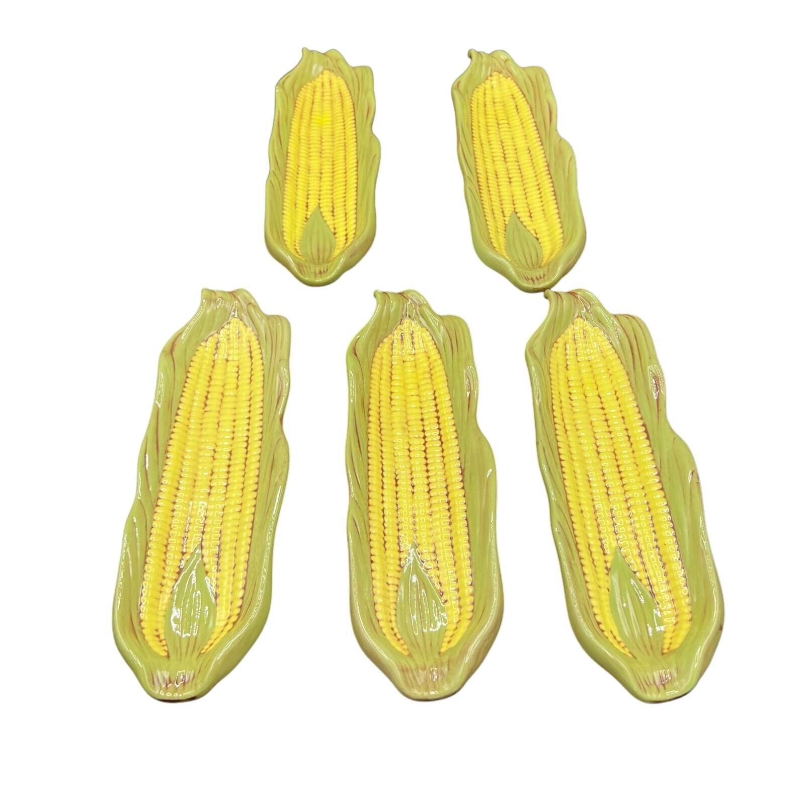 Vintage Corn On The Cob Serving Dishes Ceramic Yellow Set Of 5