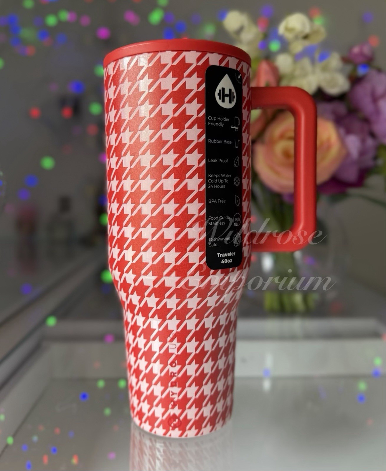 Hydrojug ACTA Halle Houndstooth Valentine Traveler Pink Red Glitter Gingham Plai