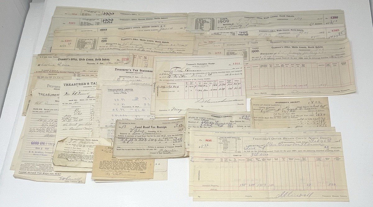 1898 1910 North Dakota Tax Receipts Benson Wells County Land Ephemera Lot Of 76 1898 1910 North Dakota Tax Receipts Benson Wells County Land Ephemera Lot Of 76