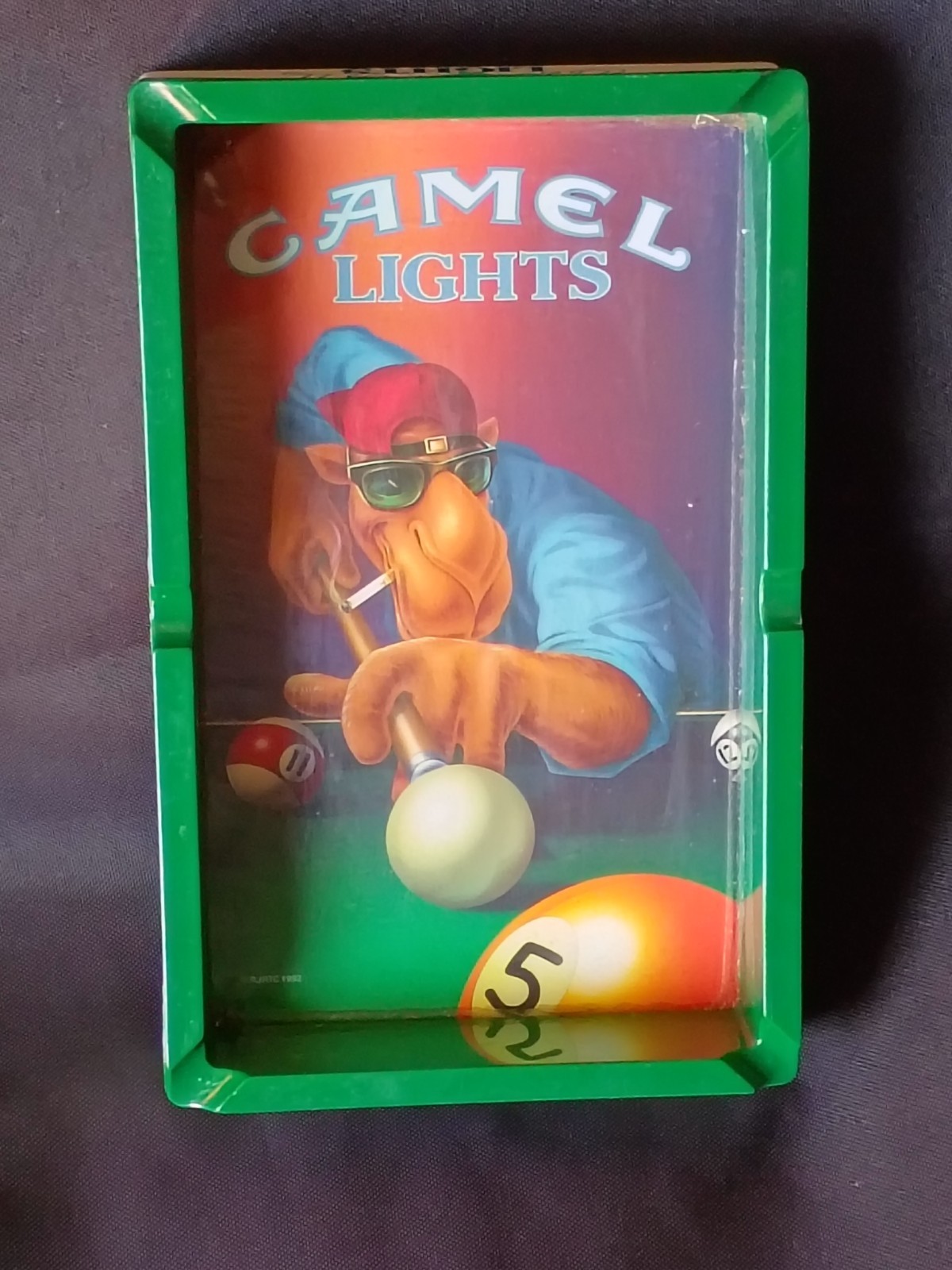 Vintage 1992 Camel Lights Green Ashtray Joe Cool Pool