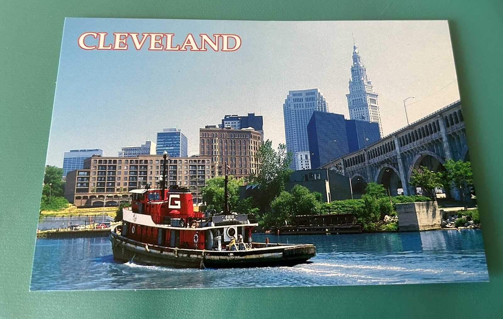 Cleveland Ohio Port Lake Erie Tugboat Ship Boat Post Card
