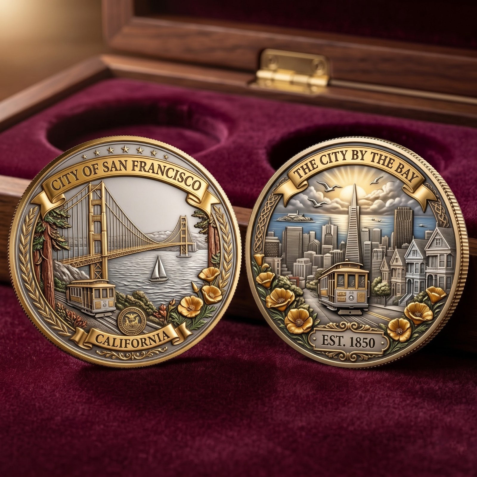 City of San Francisco California Golden Gate Bridge Souvenir Coin Travel Gift