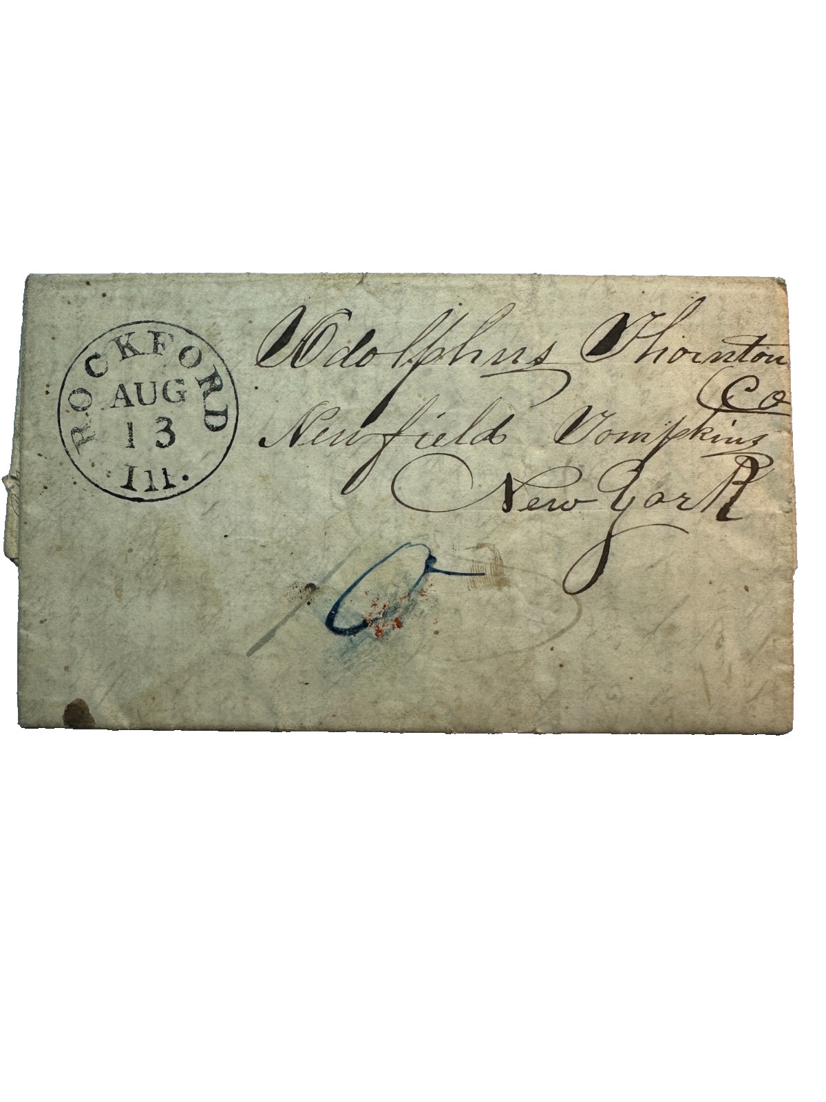 Antique Antebellum 1845 Letter Cross-writing Thornton Newfield, NY Cross-Hatched