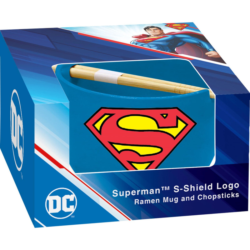 Icup Superman Emblem Ramen Mug W/Chopsticks Blue 05801 Icup Superman Emblem Ramen Mug W/Chopsticks Blue 05801