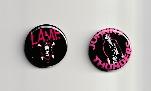 (2) Johnny Thunders Buttons  Glam Punk Rock New York Dolls LAMF