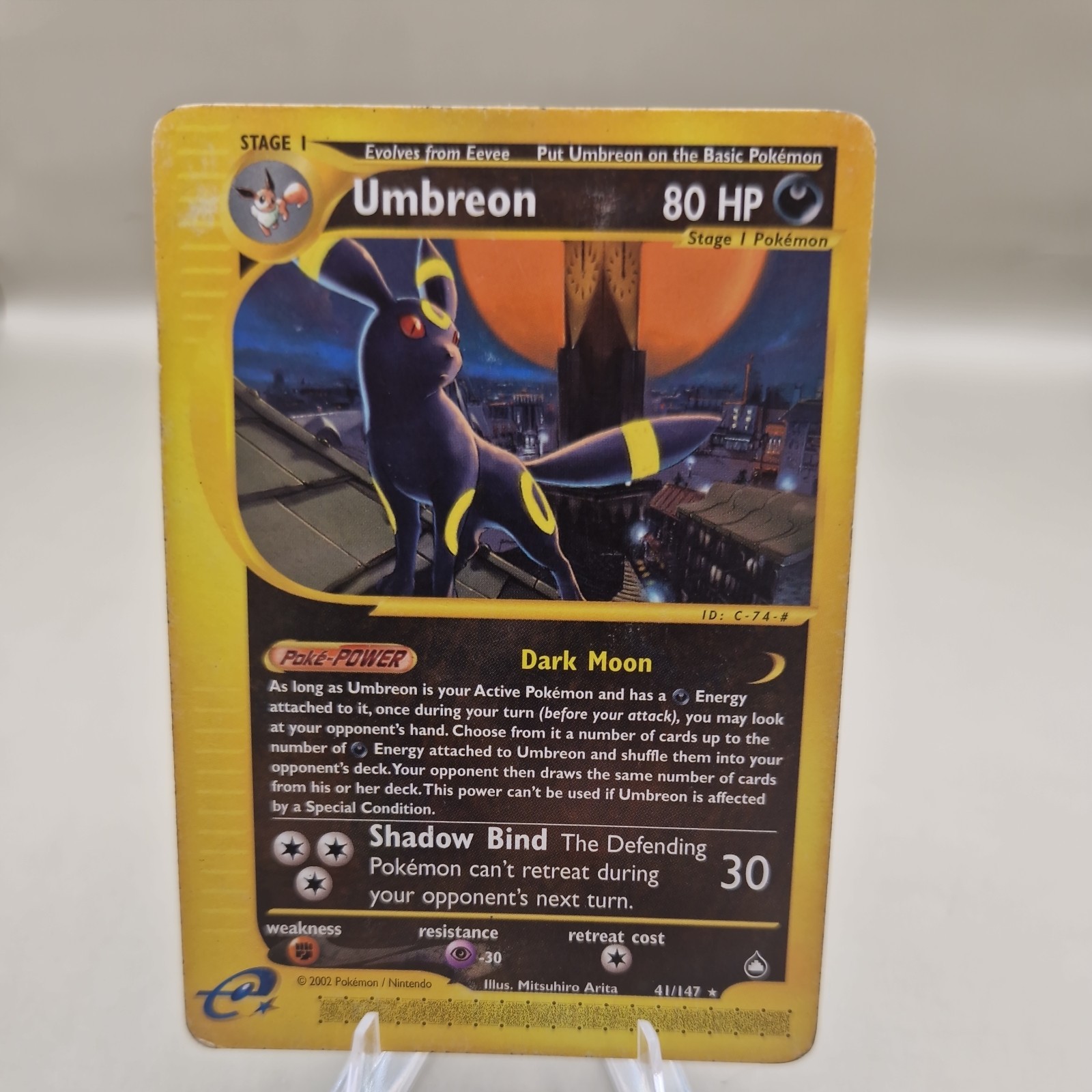 Pokemon Umbreon Rare Card Aquapolis Set 41/147 MP Non Holo Rare Wotc Vintage