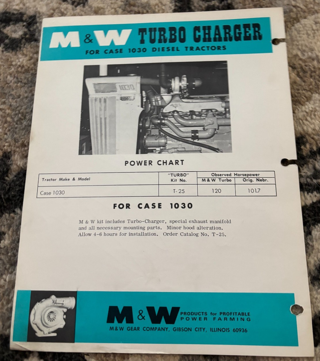 M&W Turbocharger For Case 930 1030 Tractor Brochure DCPA26
