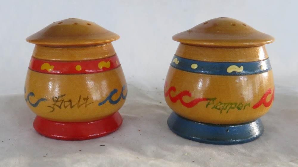 Small Wooden Salt & Pepper Shakers From Trondheim Norway