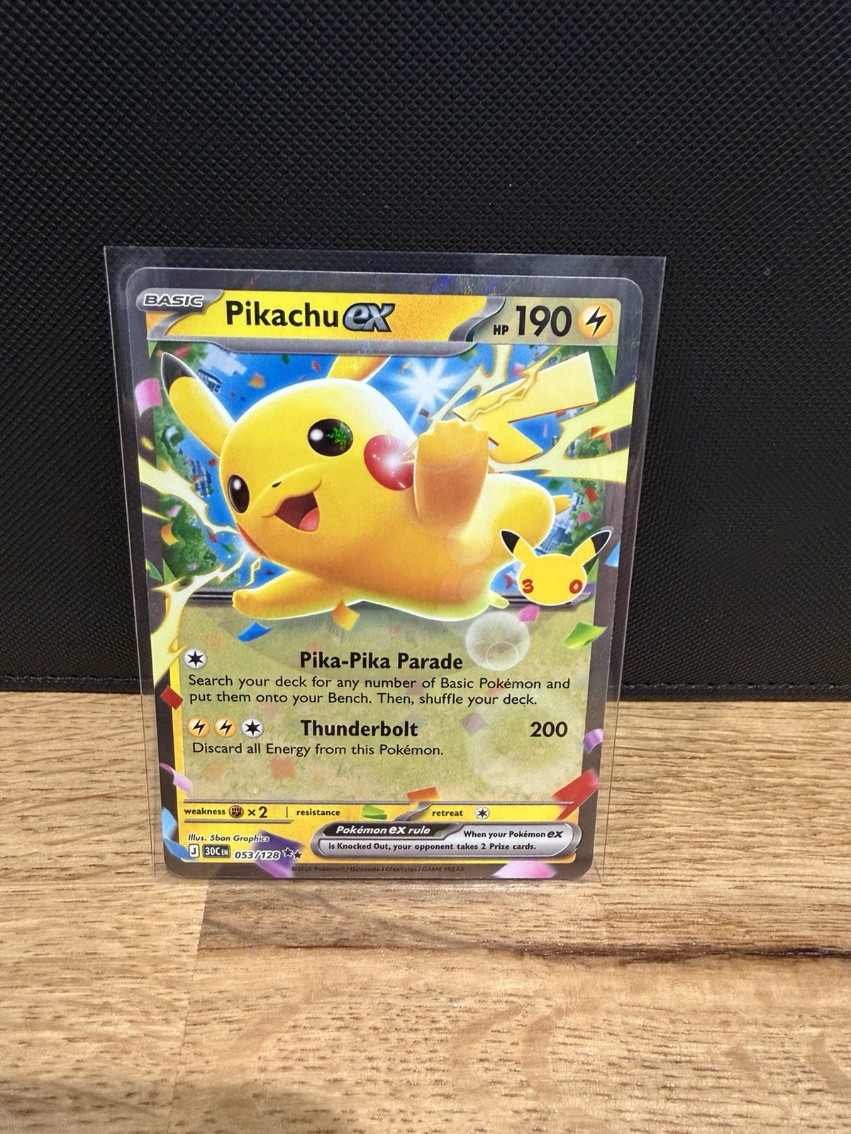 Pikachu EX Full Art Holo Ultra Rare English 190HP 30th Anniversary. 53/128