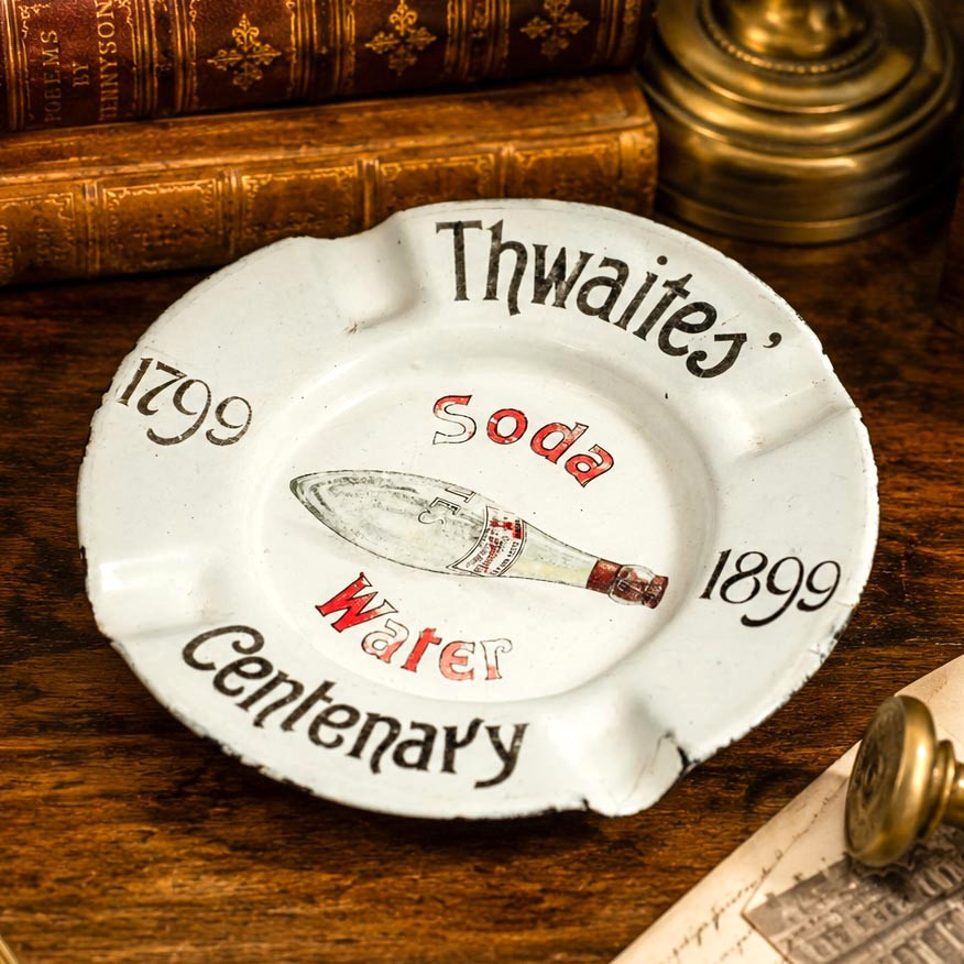 Irish Memorabilia Antique Thwaites Soda Centenary Enamel Advertising Ashtray