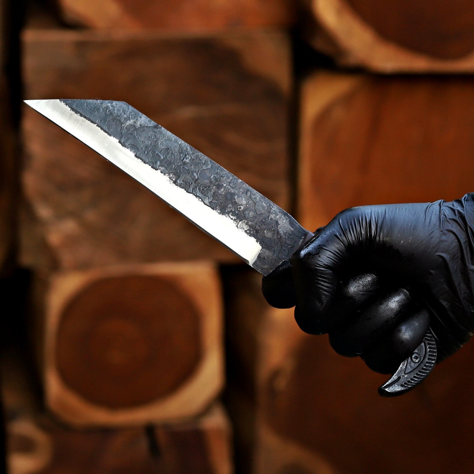Odin's Raven Viking Knife - Hand Forged Blade, Raven Head Hilt, Medieval Seax