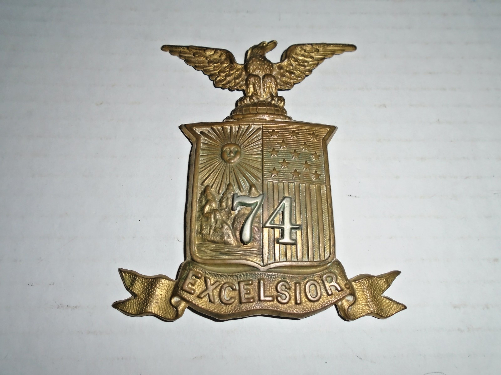 Antique M1881 New York National Guard 74th Regiment Helmet Plate