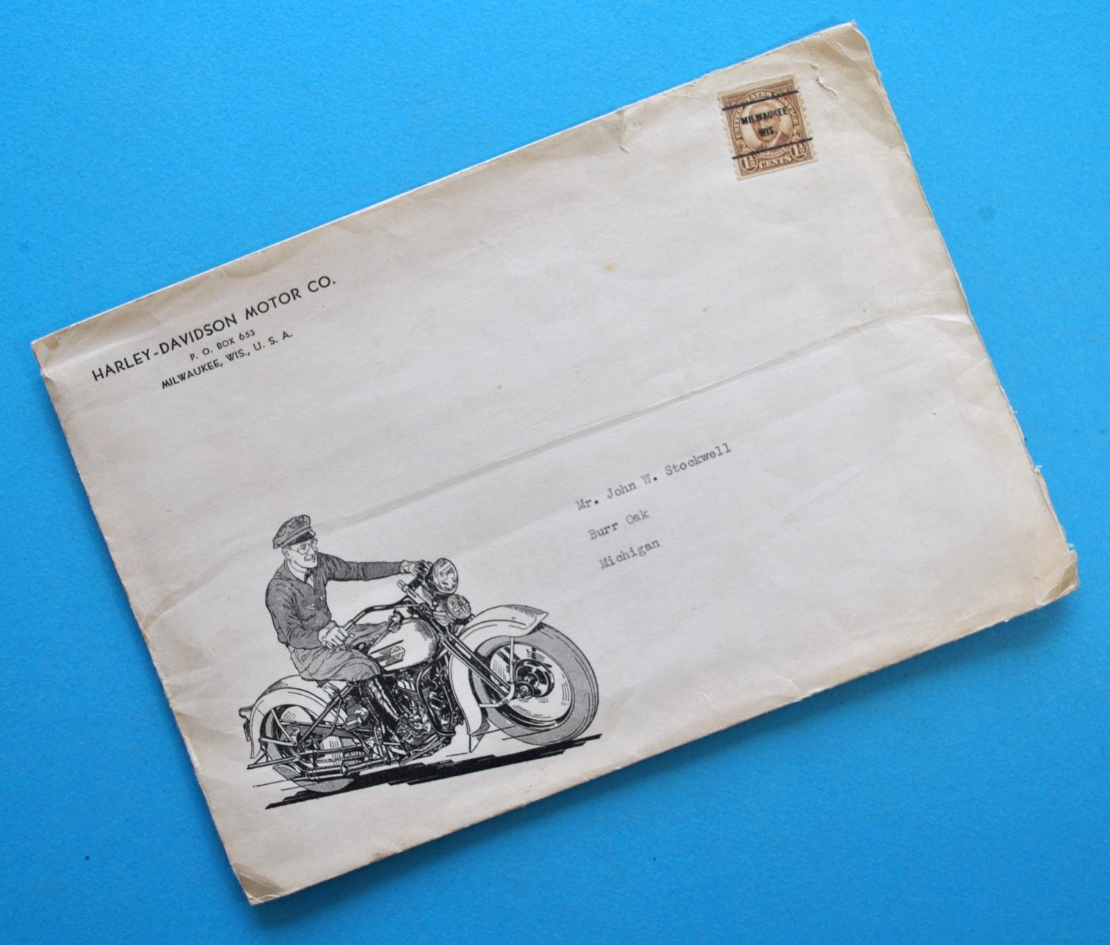 Original 1937 Harley Davidson Rider Handbook Parts Envelope WL WLD E EL U UL UHS