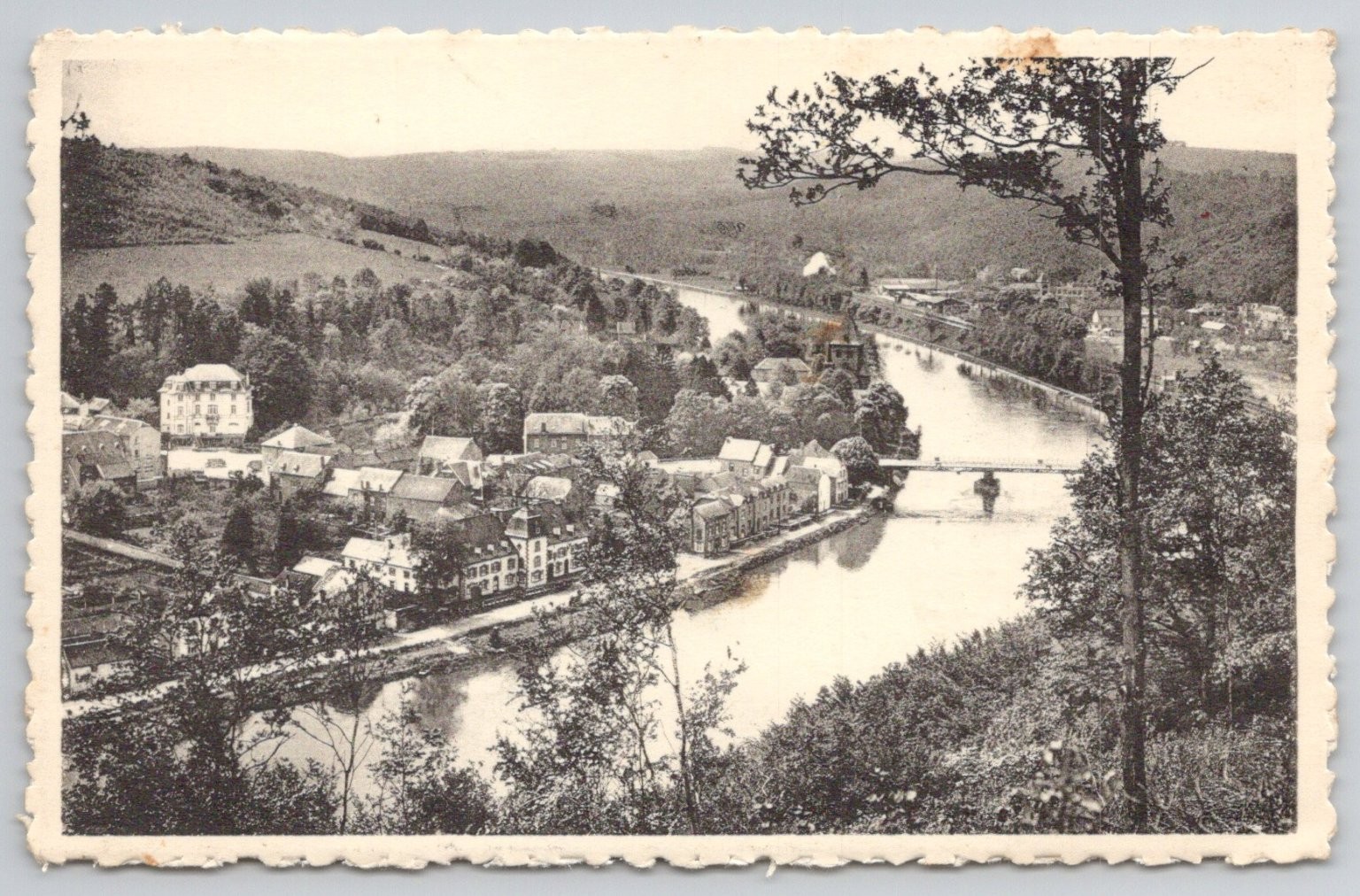Hastière Belgium Meuse River 1934 Dinosaur Stamp Postcard