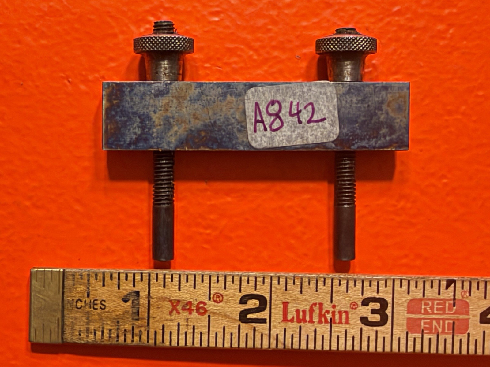 Vintage Lufkin Rule Co No 8 Steel Rule Clamp Machinist Tool Saginaw With Label