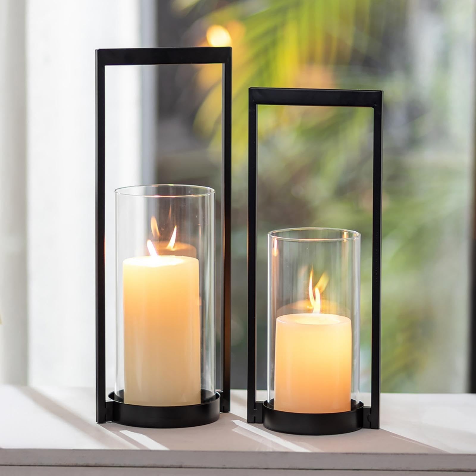 Sziqiqi Hurricane Candle Holder for Pillar: Black Modern 2 pcs, Sziqiqi Hurricane Candle Holder for Pillar: Black Modern 2 pcs,